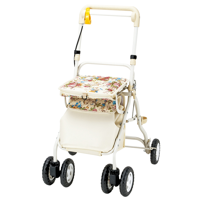 日本一期一会助行车老人手推车超市购物买菜车折叠小拉车休闲散步铝合金可坐yx 500白花色甲子商城 买老年用品上甲子商城 微信版触屏版